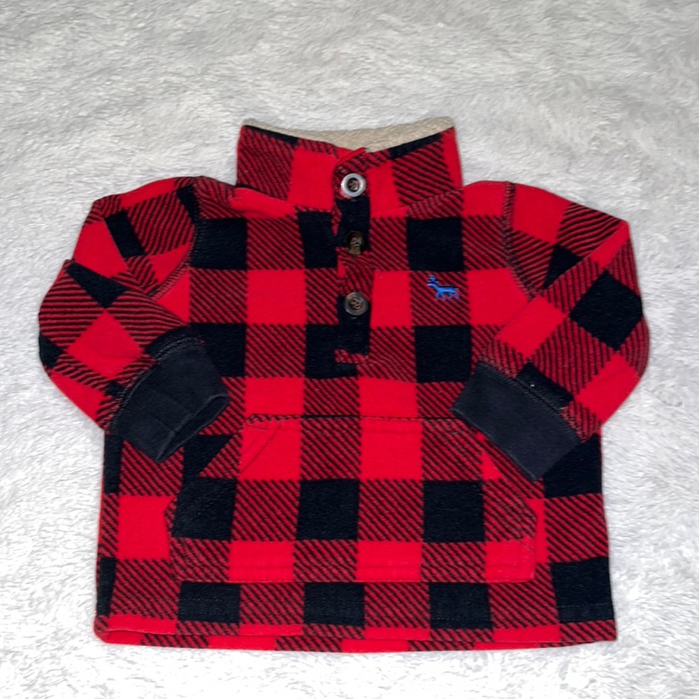 carters plaid fleece sweater button down 9 months